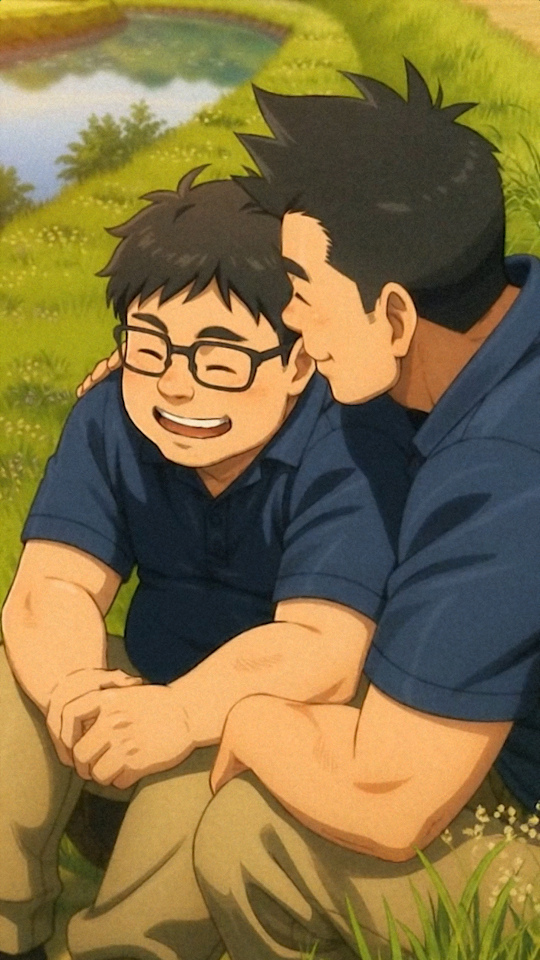 寄り添っている2人のイラスト #1