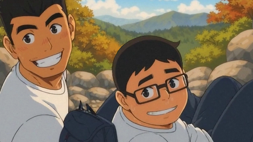 ニヤニヤとしている2人のイラスト #1