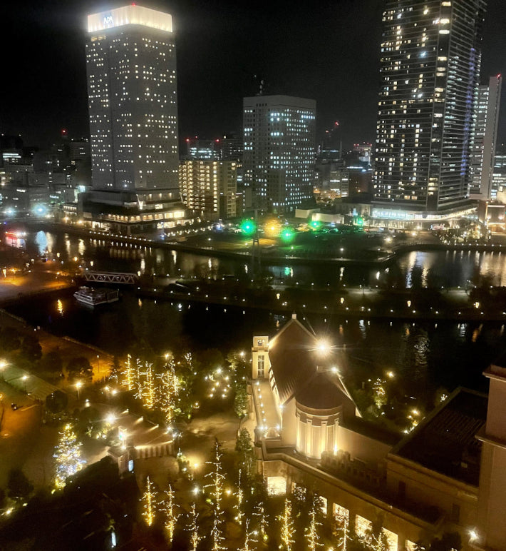 友人と一緒に乗った観覧車の中から撮った横浜の夜景